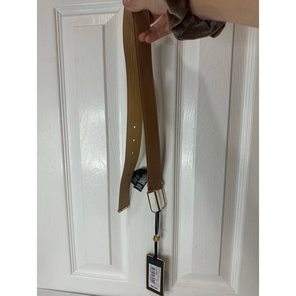 Ted Baker London NWT Leather Belt Brown Beige Gold Accent Sz 0/1 MSRP $98 - Picture 9 of 9